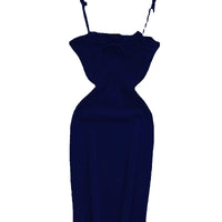 Ribbed Lace Up  Ruffle Trim Mini Dress