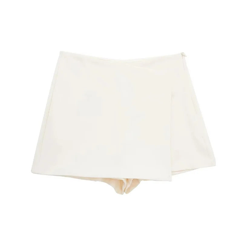 High Waist Mini Asymmetric Skort
