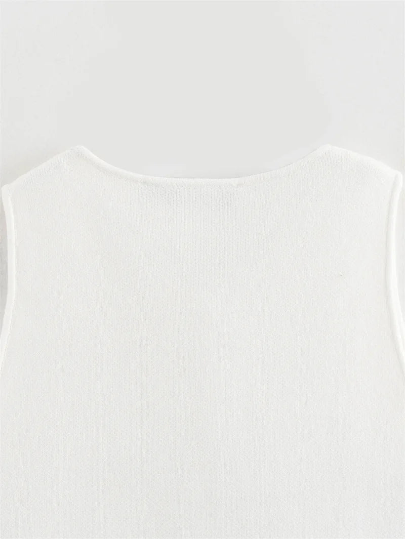 Cropped Sleeveless Knit Vest