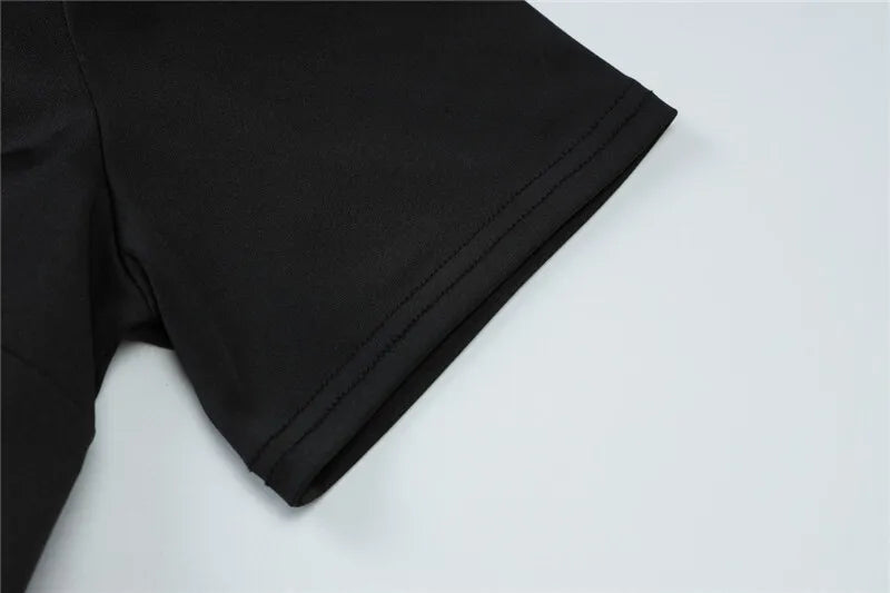 Metal Buckle O Neck High Waist Short Sleeve Mini Dress