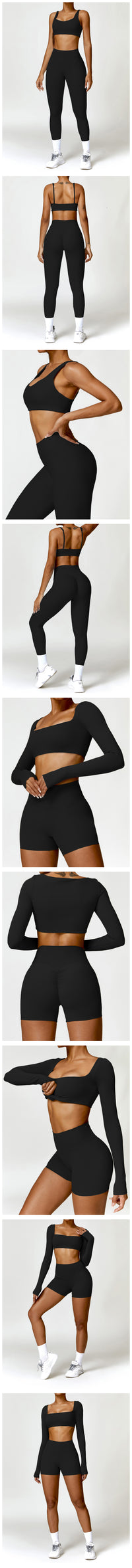 Square Neck Long Sleeve Seamless Activewear Set