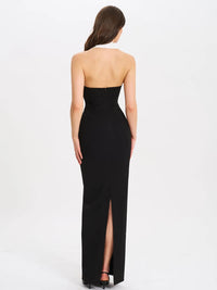 Notched Collar Halter Backless Sexy Maxi Dress