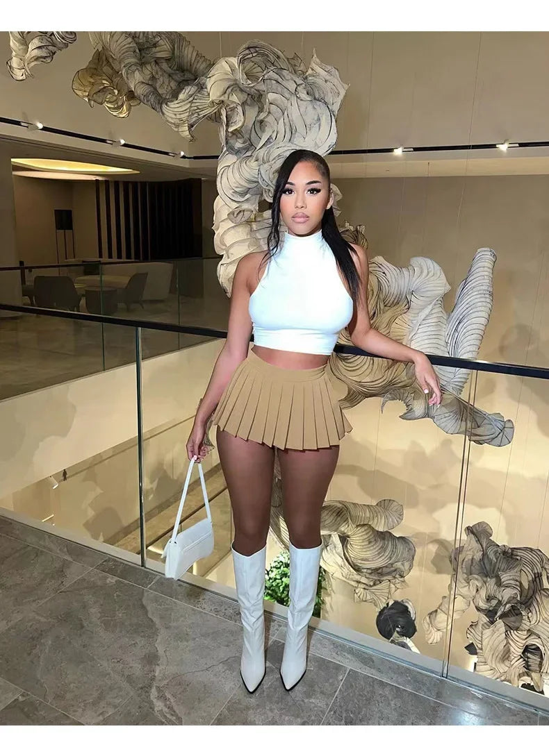 Sexy Mini A- Line Pleated Skirt