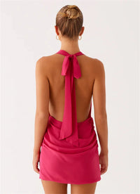 Halter Deep V Neck Sexy Mini Dress