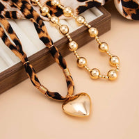 Leopard Print Heart Pendant Necklace