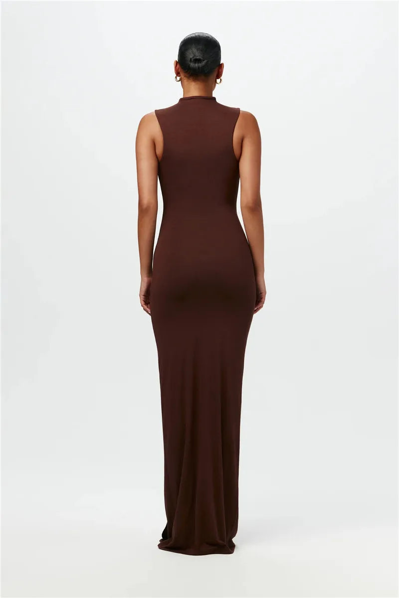 Half High Collar Irregular Tank Dress