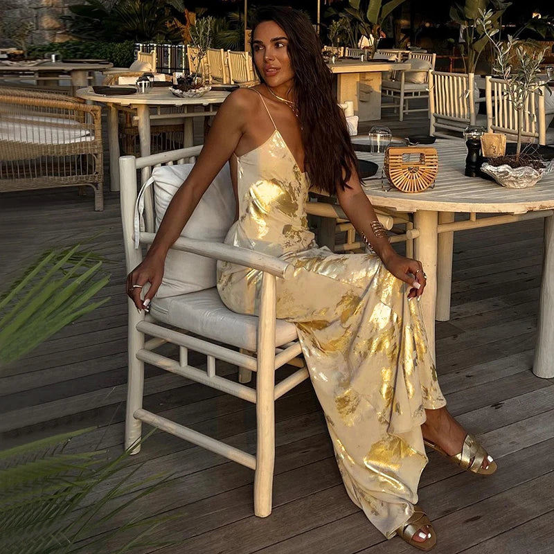 Gold Effect Maxi Dress