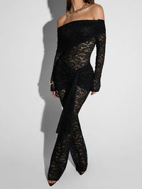 Lace See Through Long Sleeve Sexy Jumpsuit