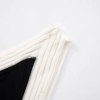 Contrast Color Patchwork  Incline Shoulder Mini Dress