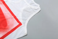 Mesh Lip Print Y2K O-neck Sleeveless Mini Dress