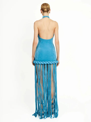 Ocean Mirage Fringe Gown