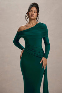 Skew Collar Long Sleeve Sexy Maxi Dress