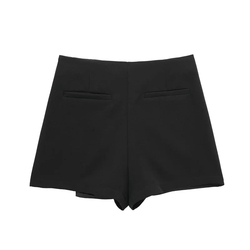 High Waist Mini Asymmetric Skort