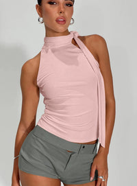 Sleeveless High Neck Tie Top