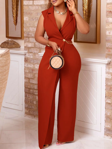 Wide Leg V-Neck Sleeveless Jumpsuit