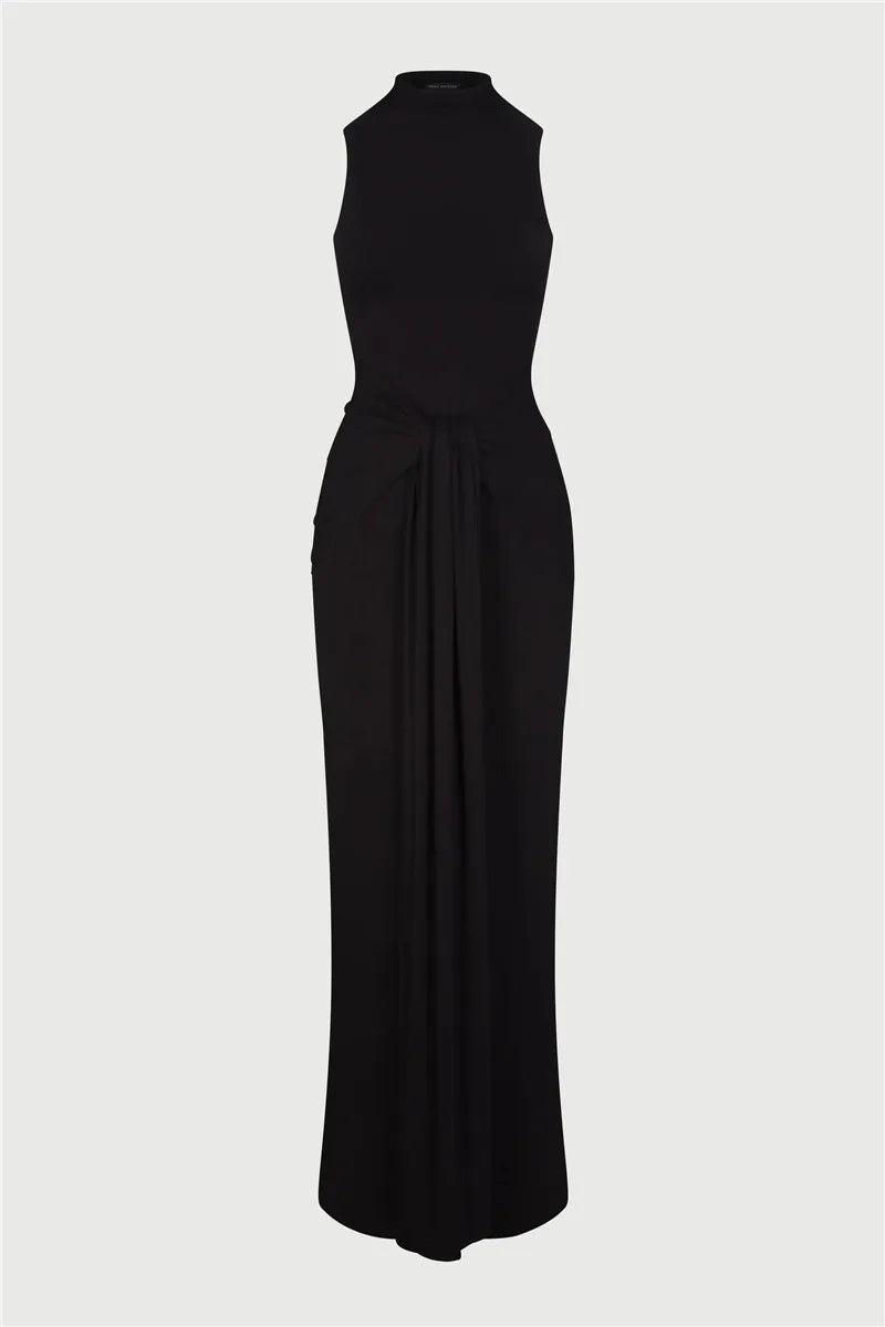 Half High Collar Irregular Tank Dress