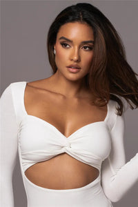 Hollow Out Long Sleeve Square Collar Bodysuit