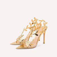 Gold Leaf Elegant Pointed Toe Thin High Heels