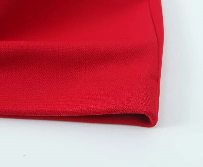 Red High Waist Pleated Mini Skirt