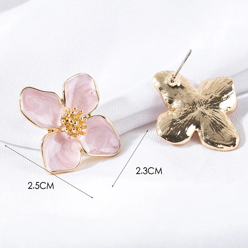 Flower Stud Pink White Flower Earring