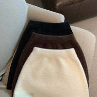 Elastic Waist Slim Imitation Mink Fur Skirt
