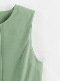 White Sleeveless Button Tailored Vest