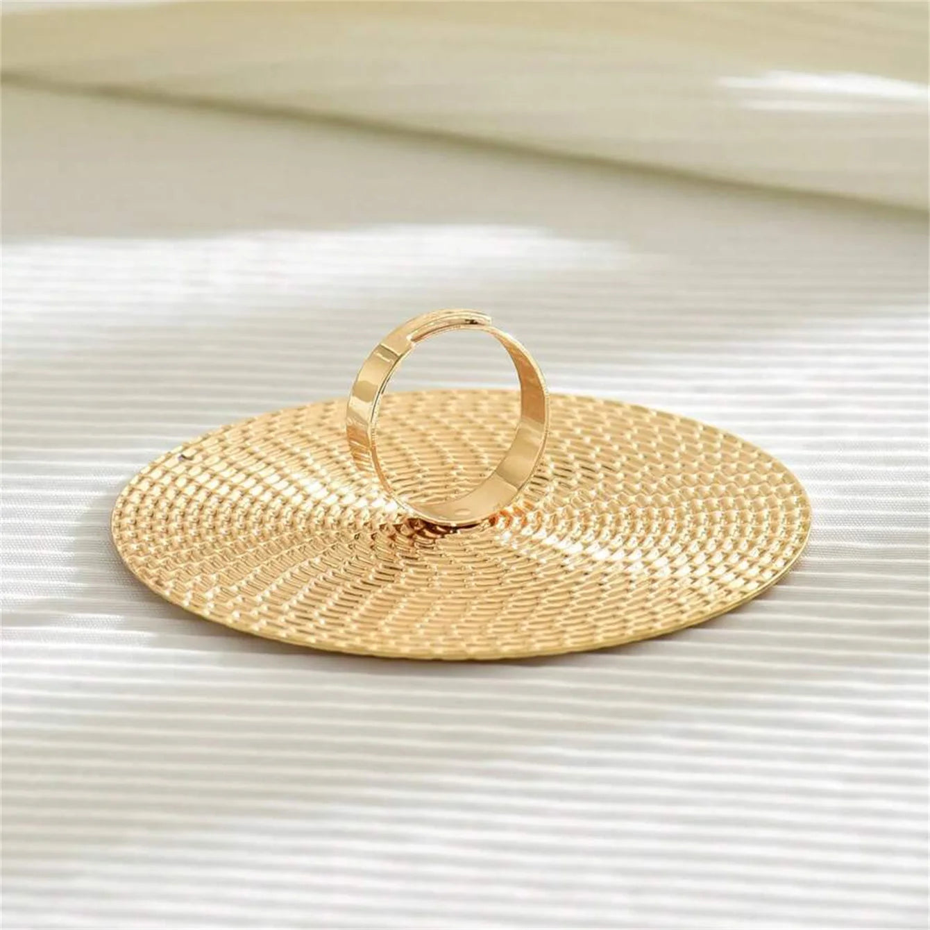 Gold Color Round Hollow Out Flower Ring