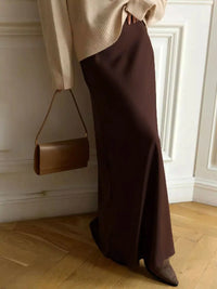 Casual Satin  Loose High Waist Maxi Skirt