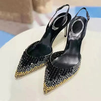 Luxury Rhinestones Gradient Slingbacks