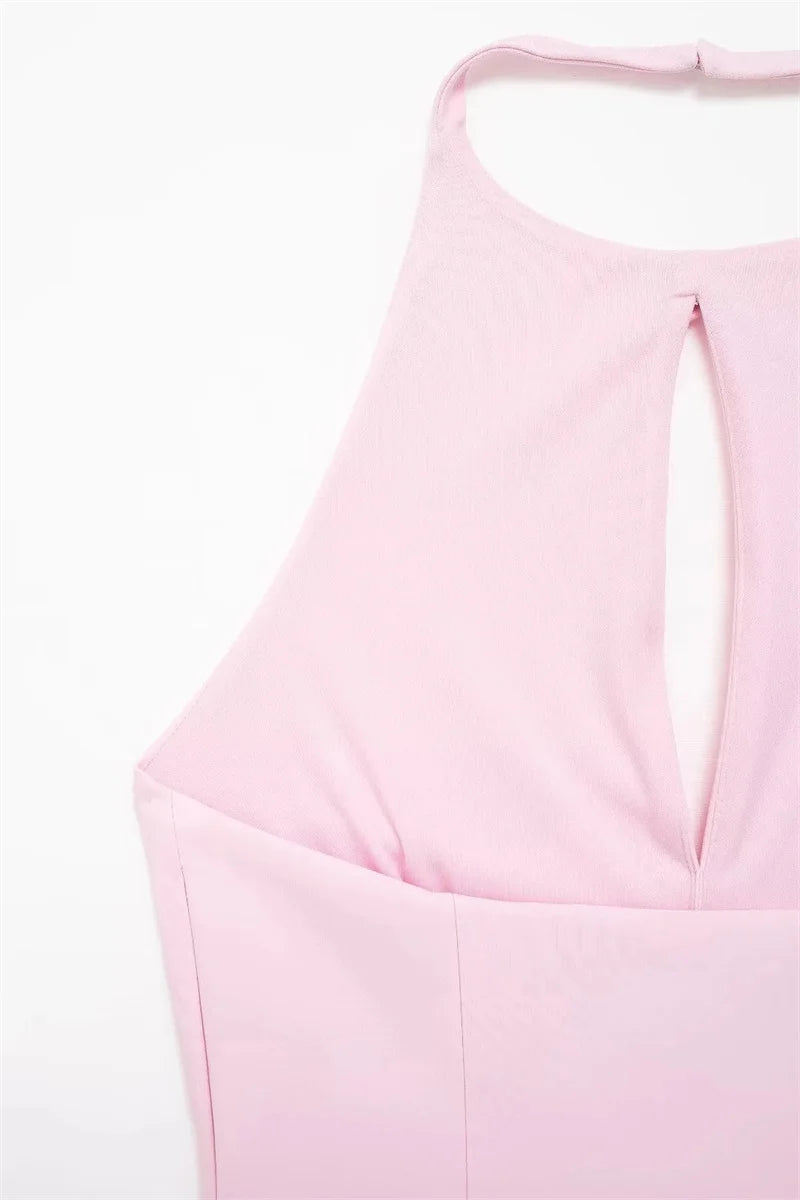 Bow Rhinestone Cut Out Backless Top