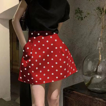 High Waist Polka Dot A-Line Puffy Mini Skirt