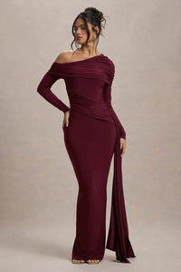 Skew Collar Long Sleeve Sexy Maxi Dress