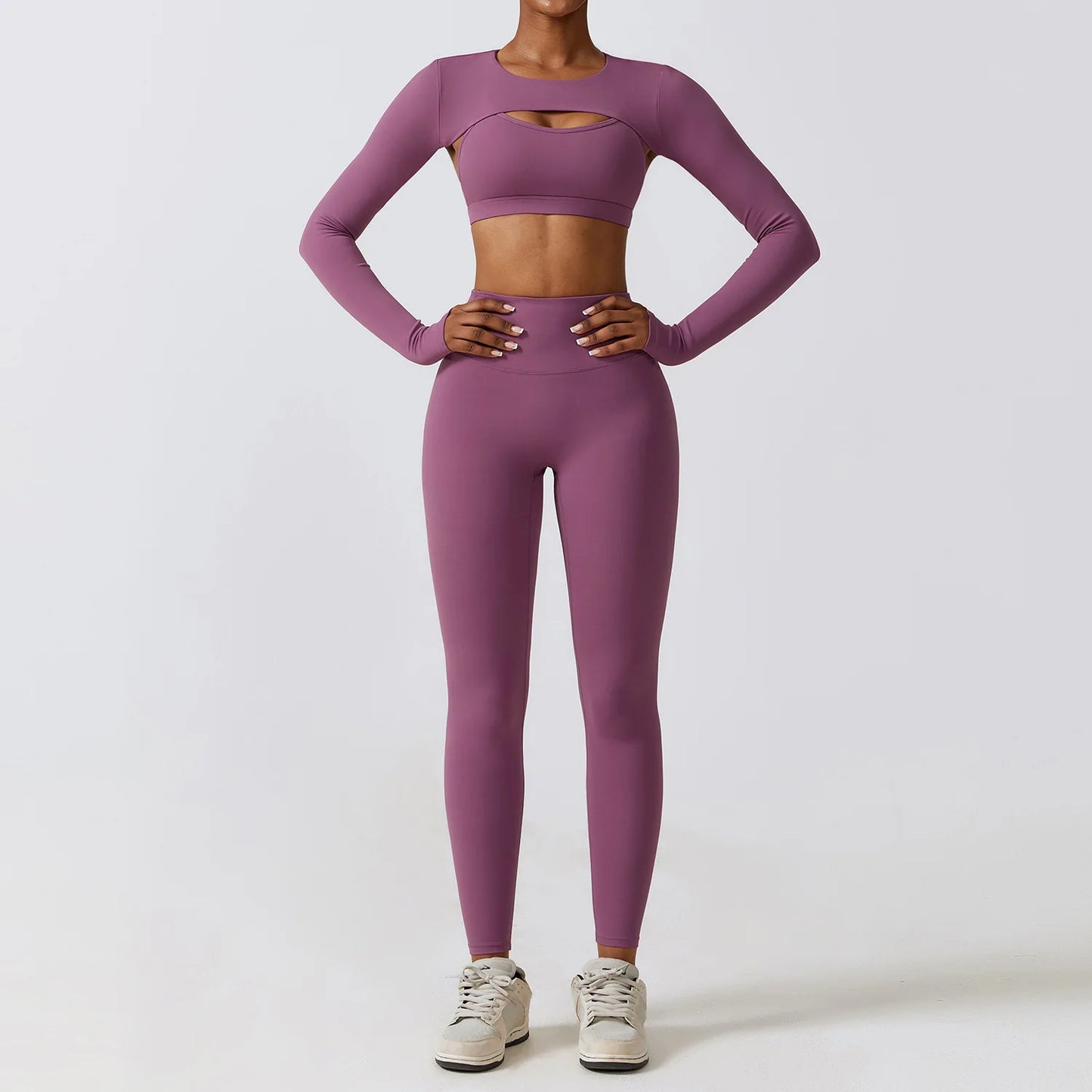 Crop Top Long Sleeve Leggings Set
