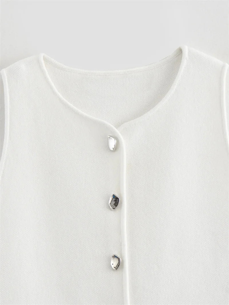 Cropped Sleeveless Knit Vest