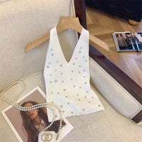 Halter Rhinestone Knitted Tank Top