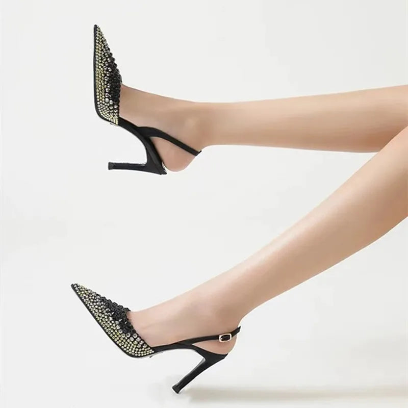 Luxury Rhinestones Gradient Slingbacks