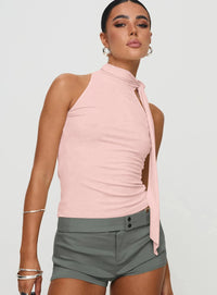 Sleeveless High Neck Tie Top
