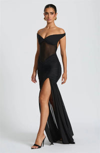 Off-shoulder Ruched Backless Sexy Maxi Dress