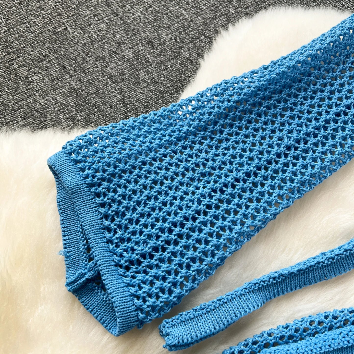 Long Sleeve V Neck Short Top+Adjustable Waist Split Long Skirt Set