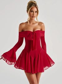 Off Shoulder Long Flare Sleeve Mini