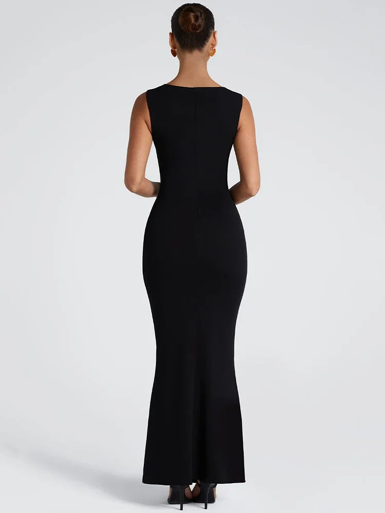 Square Collar Sleeveless Sexy Maxi Dress