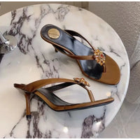 Rhinestone Flower Decor Heeled Slippers