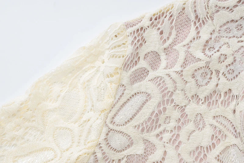 Lace Hollow Out Long Sleeve Sexy Mini Dress