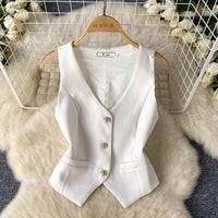 Single Breasted Basic Camisole+Zipper Design Pleated Skirt Set