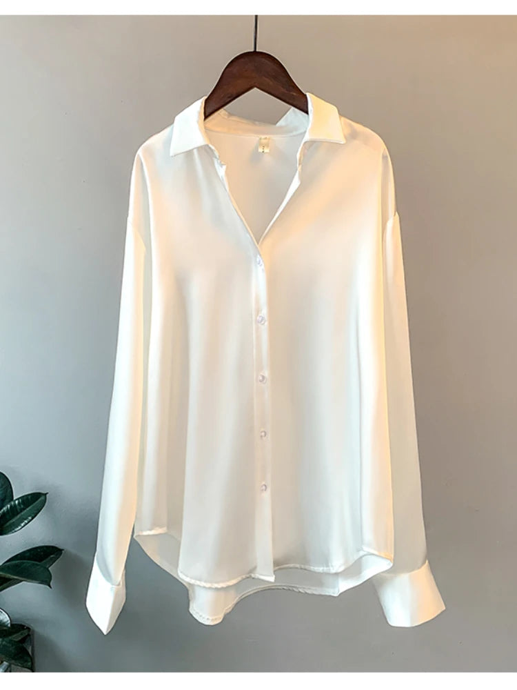 Overshirt Satin Korean Style Shirt