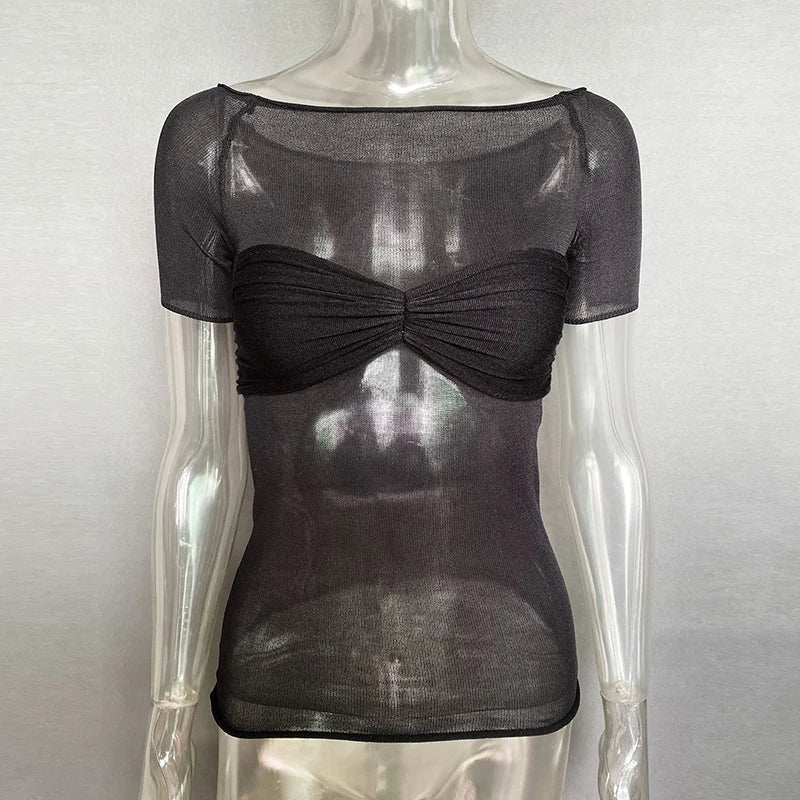 See Through Mesh Crop Top