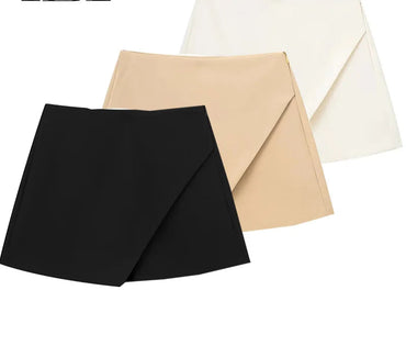 Asymmetric High Waist Mini Skort