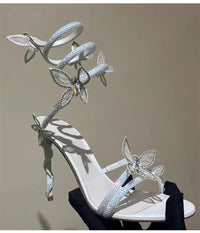 Crystal Embellished Butterfly Detail Heels