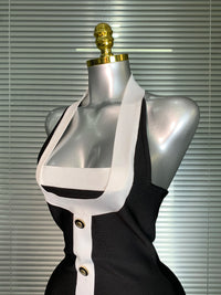 Sexy Halter Button Black Bandage Mini Dress