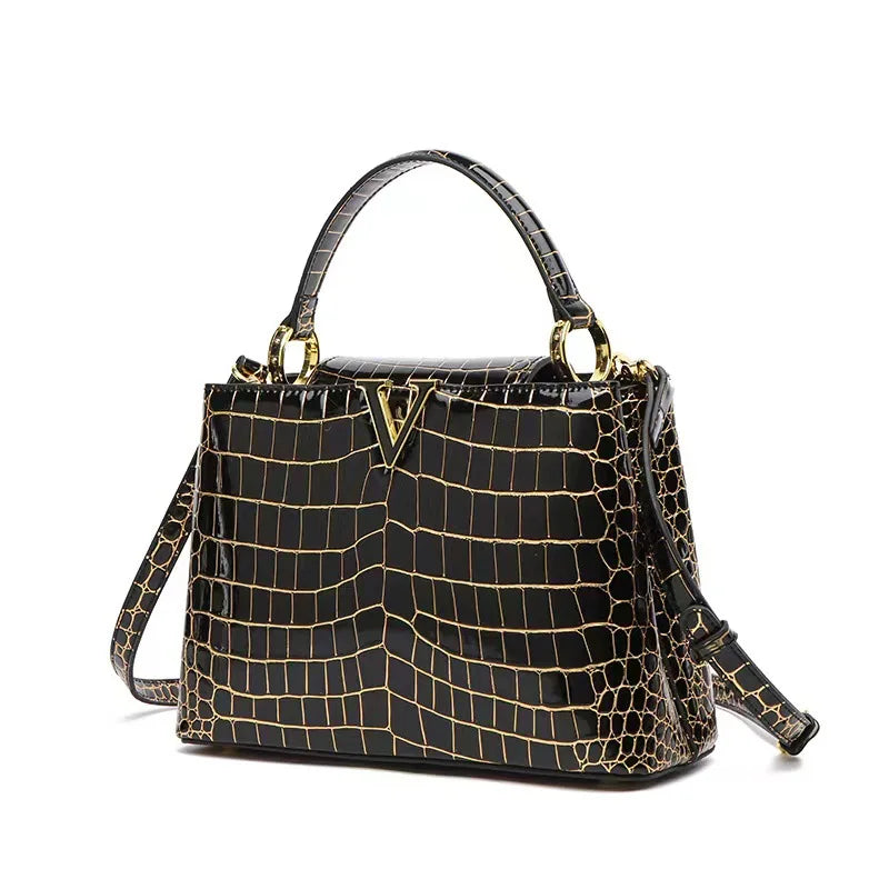 High-quality Crocodile Print Handbag